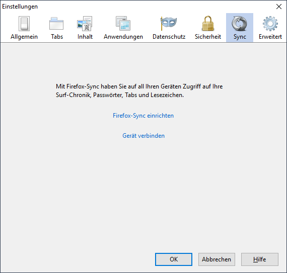 Einstellungen » Sync