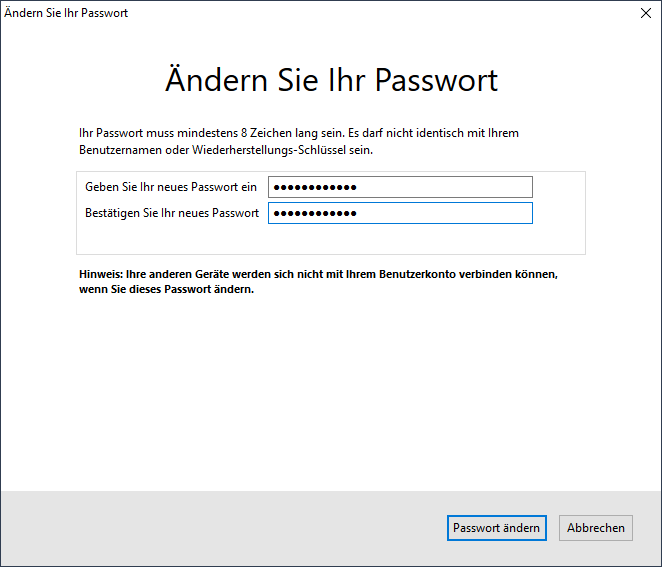 Ändern Sie Ihr Passwort
